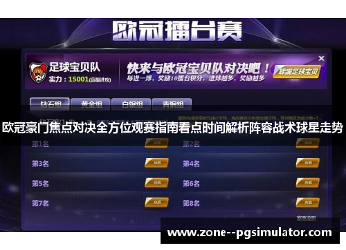 欧冠豪门焦点对决全方位观赛指南看点时间解析阵容战术球星走势 欧冠豪门焦点对决全方位观赛指南看点时间解析阵容战术球星走势